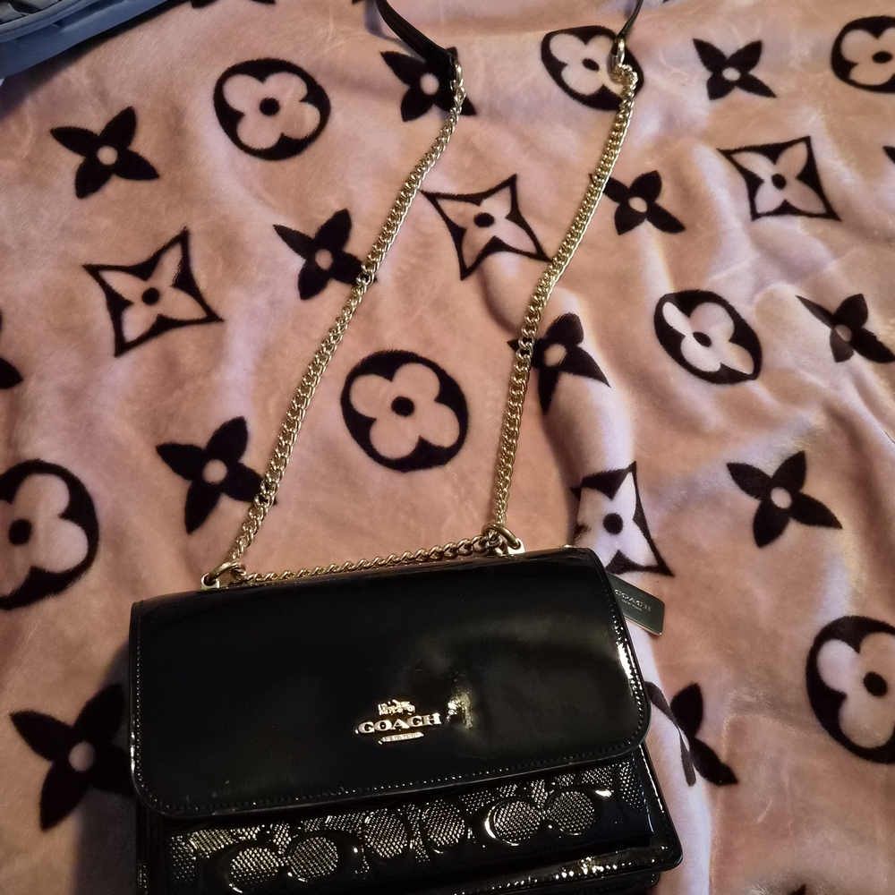 Coach Patent Leather Chain Crossbody Bag in Black Like New